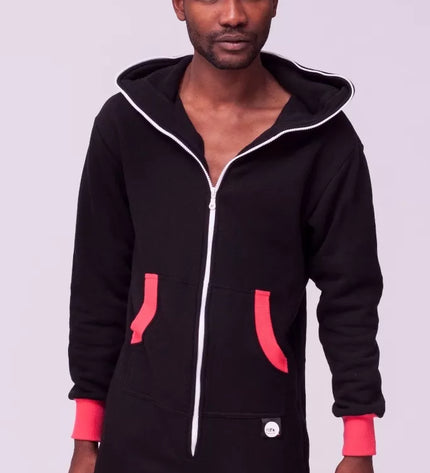 Sofa Killer juodas kombinezonas su koralo rankogaliais