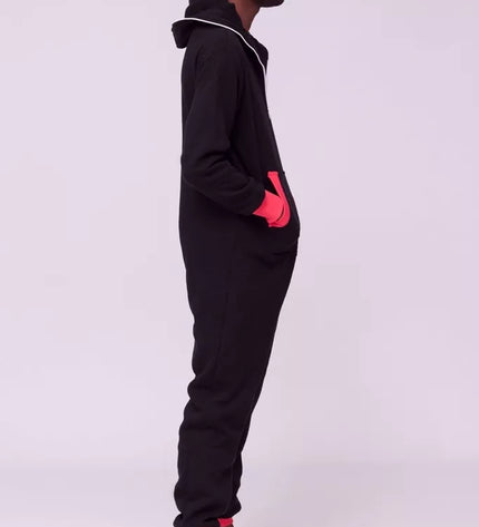 Sofa Killer juodas kombinezonas su koralo rankogaliais