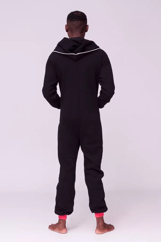 Sofa Killer juodas kombinezonas su koralo rankogaliais