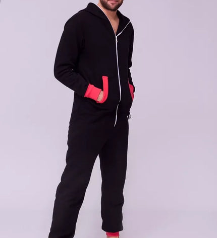 Sofa Killer juodas kombinezonas su koralo rankogaliais