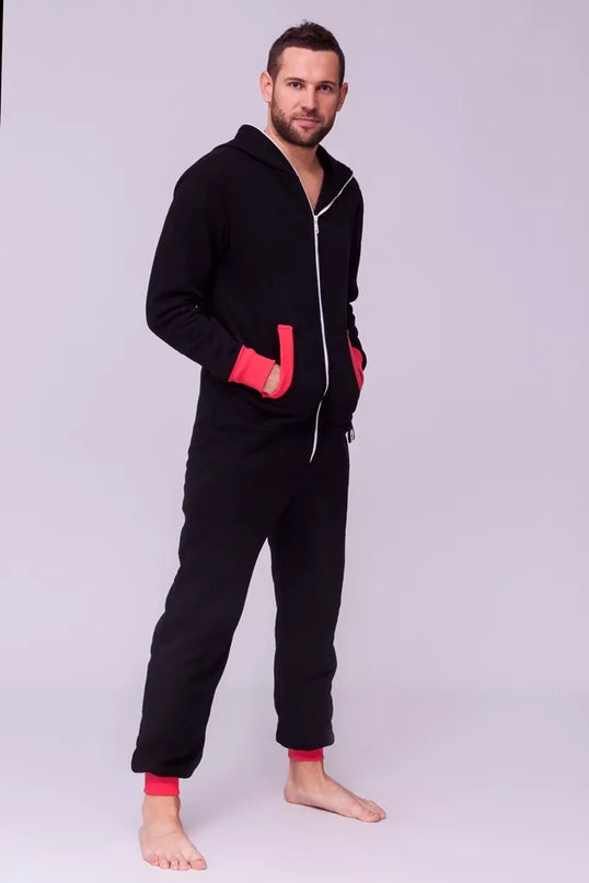 Sofa Killer juodas kombinezonas su koralo rankogaliais