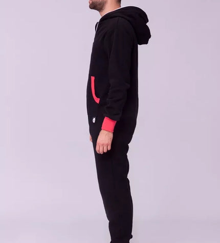 Sofa Killer juodas kombinezonas su koralo rankogaliais