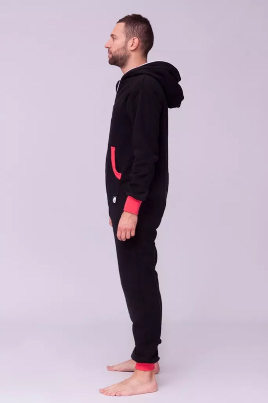 Sofa Killer juodas kombinezonas su koralo rankogaliais