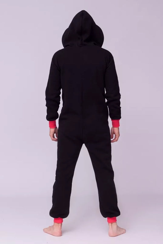 Sofa Killer juodas kombinezonas su koralo rankogaliais