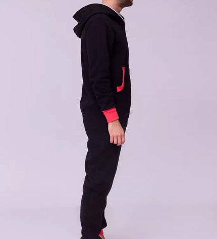 Sofa Killer juodas kombinezonas su koralo rankogaliais