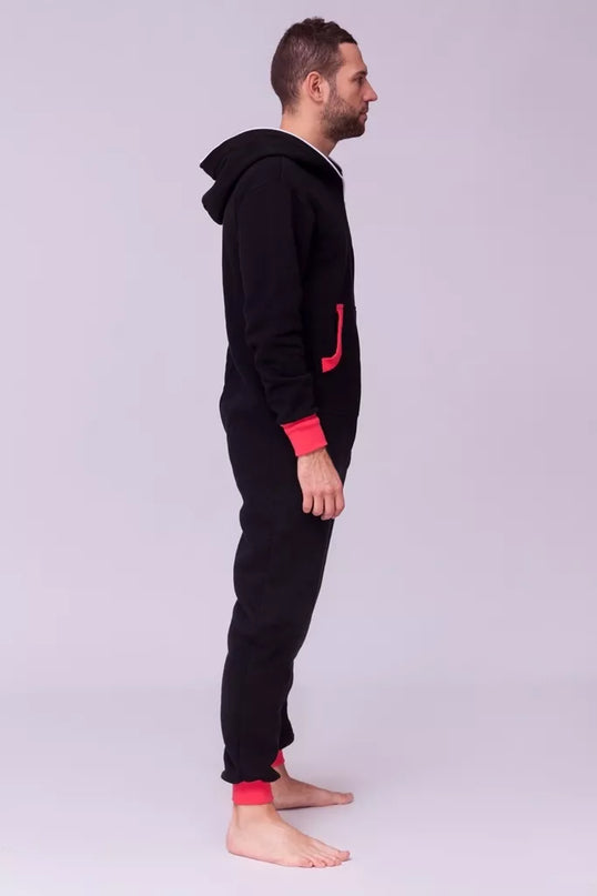 Sofa Killer juodas kombinezonas su koralo rankogaliais