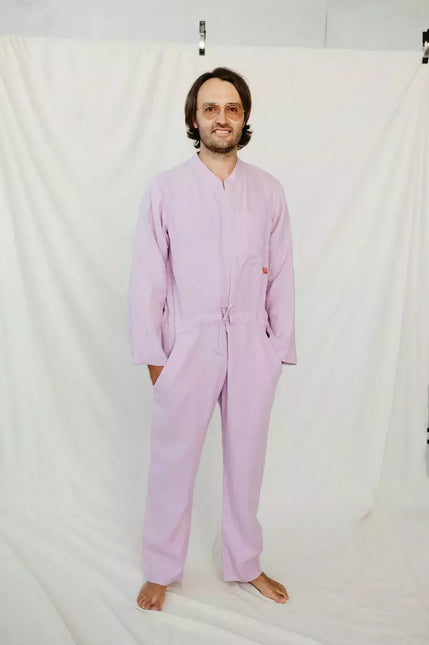 Sofa Killer violetinės spalvos vyriškas lininis kombinezonas