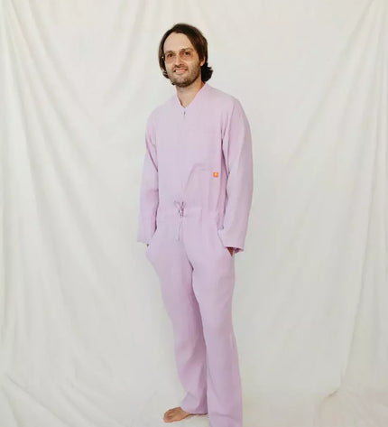 Sofa Killer violetinės spalvos vyriškas lininis kombinezonas