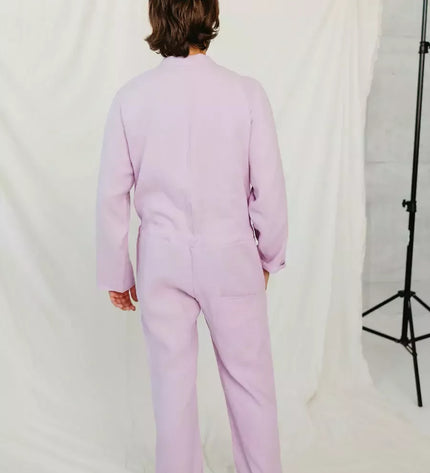 Sofa Killer violetinės spalvos vyriškas lininis kombinezonas