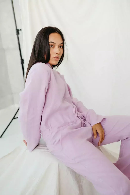 Sofa Killer violetines spalvos lininis kombinezonas