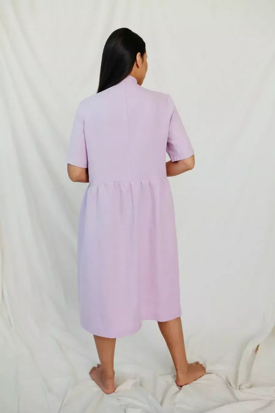 Sofa Killer violetinės spalvos lininė suknelė PYLA