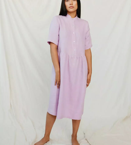 Sofa Killer violetinės spalvos lininė suknelė PYLA