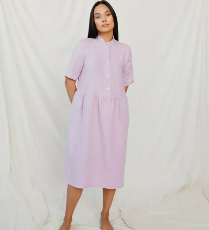 Sofa Killer violetinės spalvos lininė suknelė PYLA