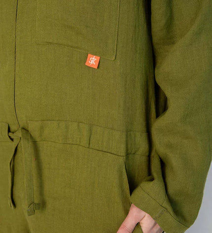 Sofa Killer samanų spalvos vyriškas lininis kombinezonas