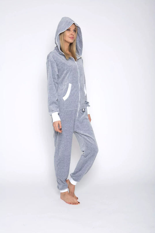 Sofa Killer šviesiai pilkas veliūrinis kombinezonas