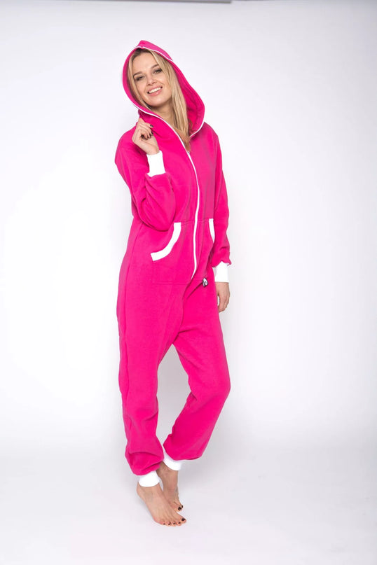 Sofa Killer rožinis kombinezonas su baltais rankogaliais