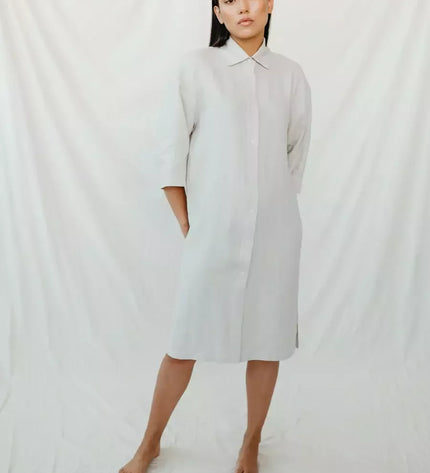 Sofa Killer smėlio spalvos lininė suknelė TOTTORI