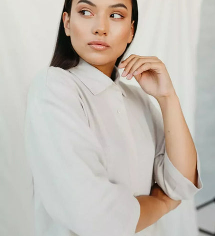 Sofa Killer smėlio spalvos lininė suknelė TOTTORI