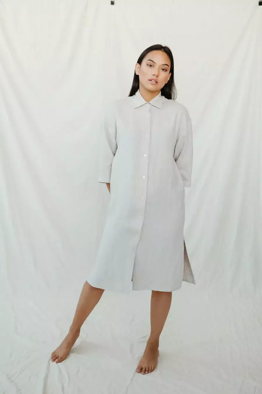 Sofa Killer smėlio spalvos lininė suknelė TOTTORI