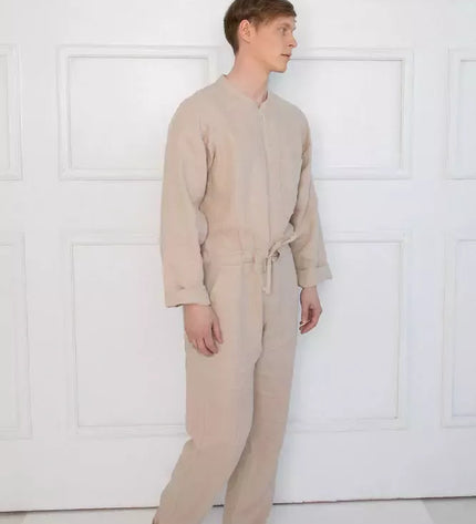 Sofa Killer smėlio spalvos vyriškas lininis kombinezonas