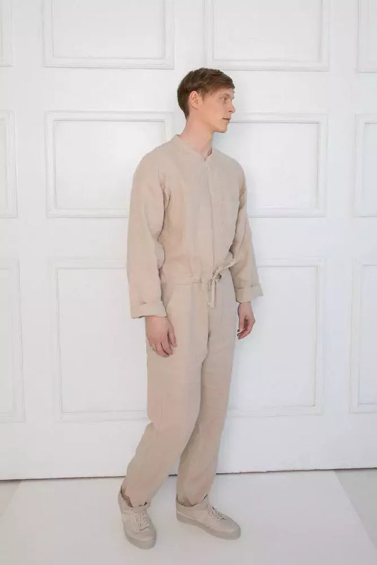 Sofa Killer smėlio spalvos vyriškas lininis kombinezonas