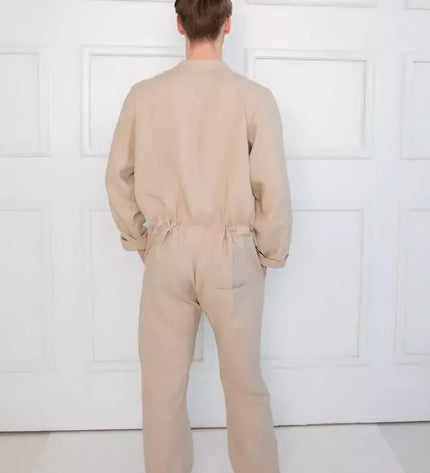 Sofa Killer smėlio spalvos vyriškas lininis kombinezonas
