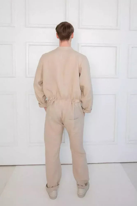 Sofa Killer smėlio spalvos vyriškas lininis kombinezonas
