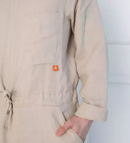 Sofa Killer smėlio spalvos vyriškas lininis kombinezonas