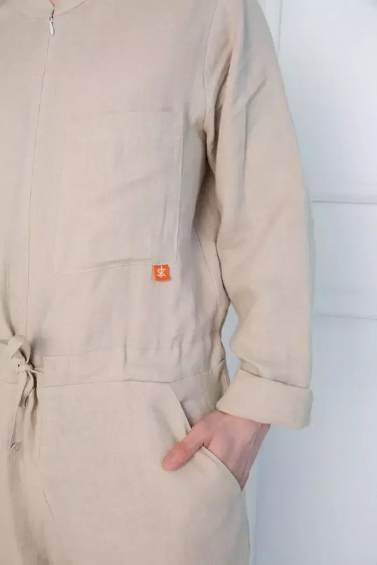 Sofa Killer smėlio spalvos vyriškas lininis kombinezonas