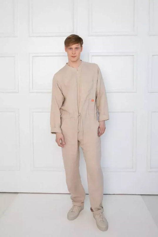 Sofa Killer smėlio spalvos vyriškas lininis kombinezonas