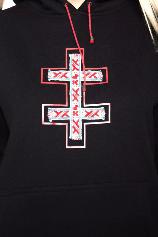 Sofa Killer juodas džemperis su tautinėm juostom