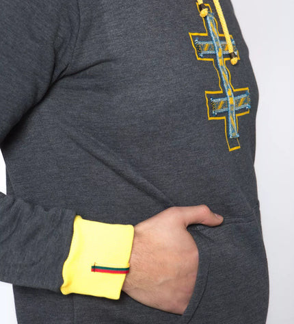 Sofa Killer grafito spalvos džemperis su tautinėm juostom