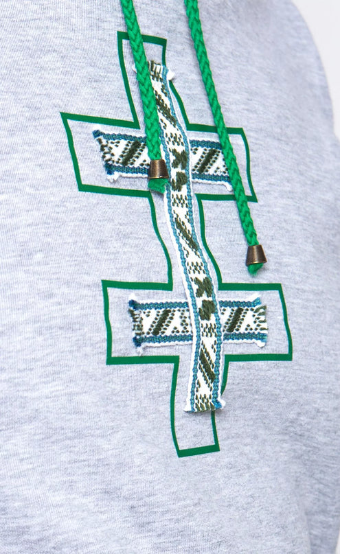 Sofa Killer šviesiai pilkas džemperis su tautinėm juostom