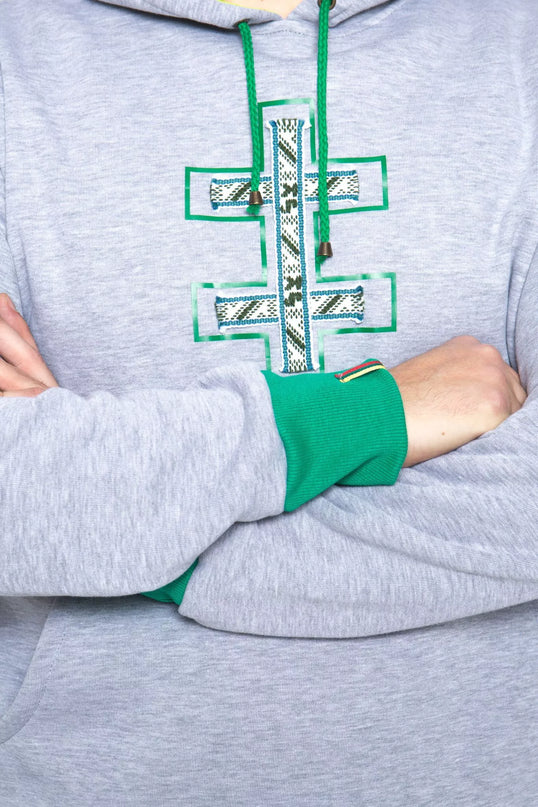 Sofa Killer šviesiai pilkas džemperis su tautinėm juostom