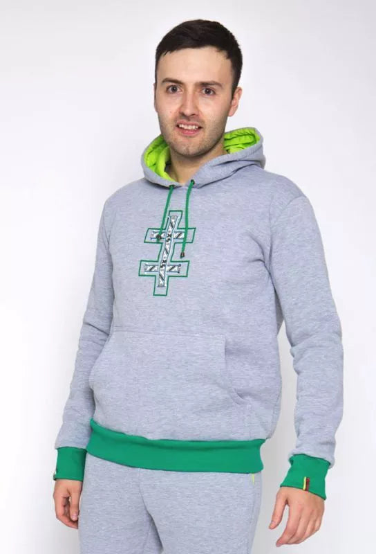 Sofa Killer šviesiai pilkas džemperis su tautinėm juostom