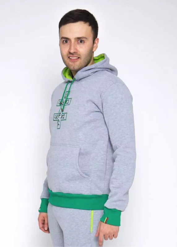 Sofa Killer šviesiai pilkas džemperis su tautinėm juostom