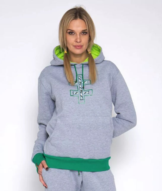 Sofa Killer šviesiai pilkas džemperis su tautinėm juostom