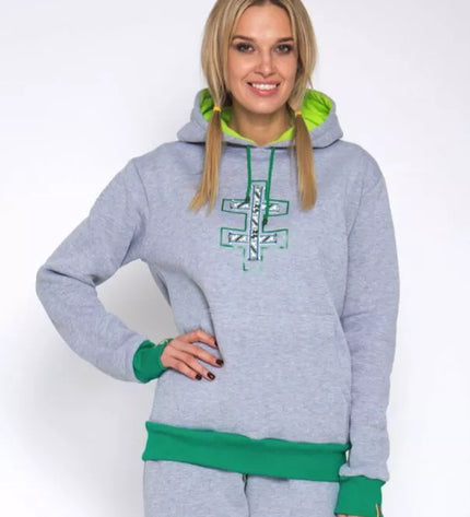 Sofa Killer šviesiai pilkas džemperis su tautinėm juostom