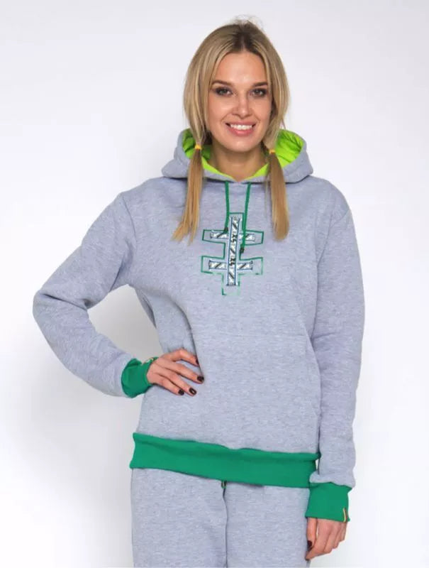 Sofa Killer šviesiai pilkas džemperis su tautinėm juostom