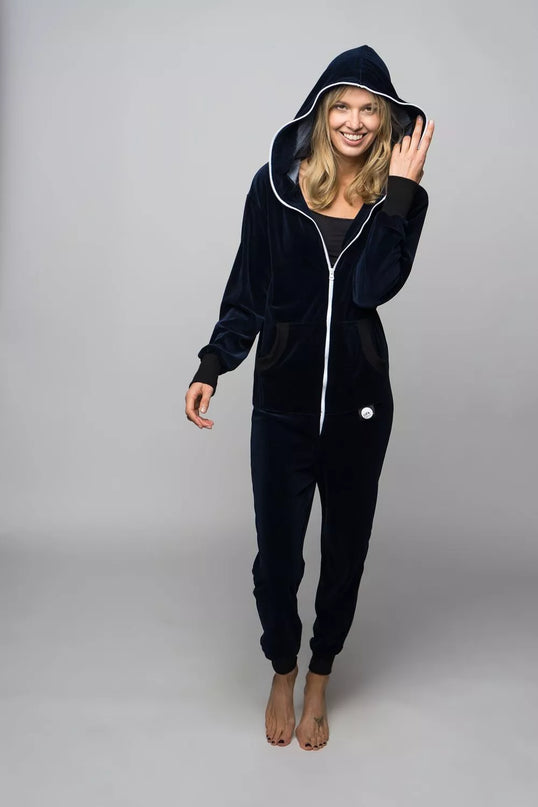 Sofa Killer tamsiai mėlynas veliūrinis kombinezonas