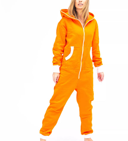 Sofa Killer oranžinis kombinezonas su baltais rankogaliais