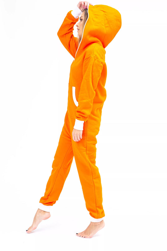 Sofa Killer oranžinis kombinezonas su baltais rankogaliais