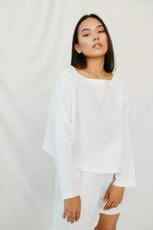 Sofa Killer balta linininė palaidinė MEDANOSO