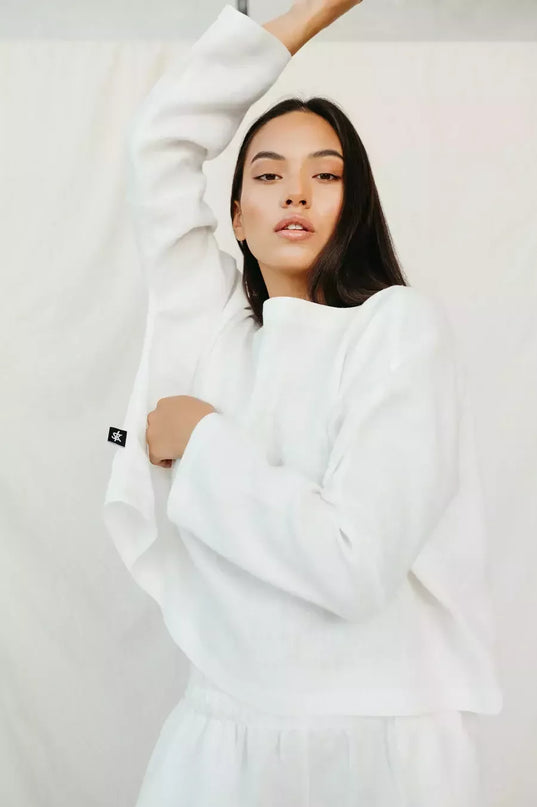 Sofa Killer balta linininė palaidinė MEDANOSO