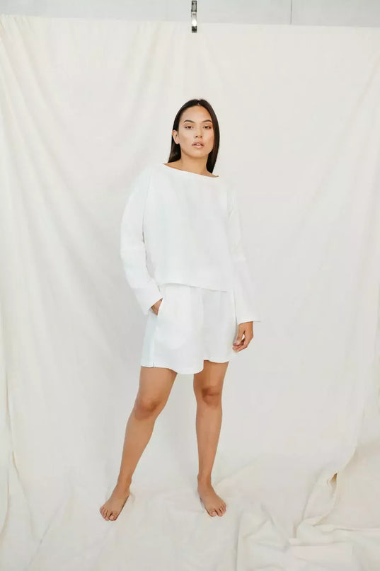 Sofa Killer balta linininė palaidinė MEDANOSO