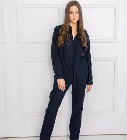 Sofa Killer tamsiai mėlynas lininis kombinezonas