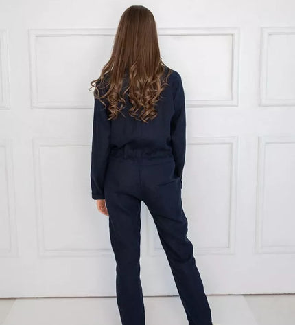 Sofa Killer tamsiai mėlynas lininis kombinezonas