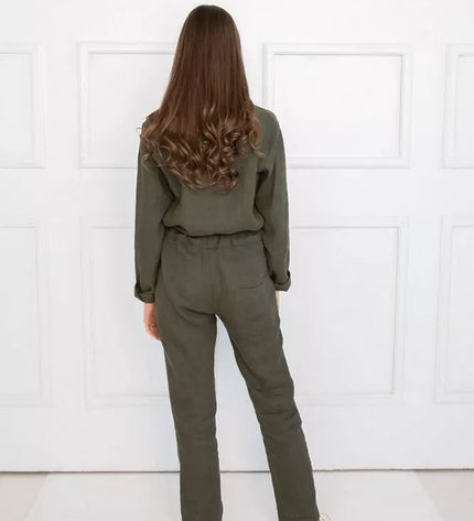 Sofa Killer tamsiai žalias lininis kombinezonas