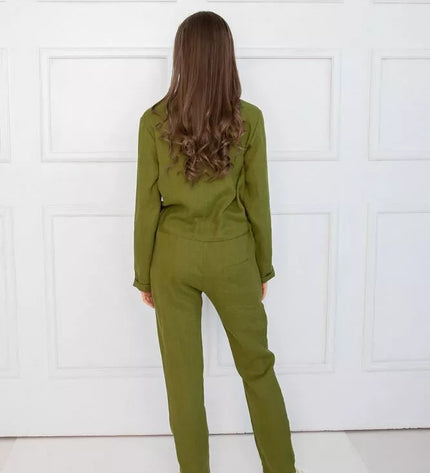 Sofa Killer samanų spalvos lininis kombinezonas