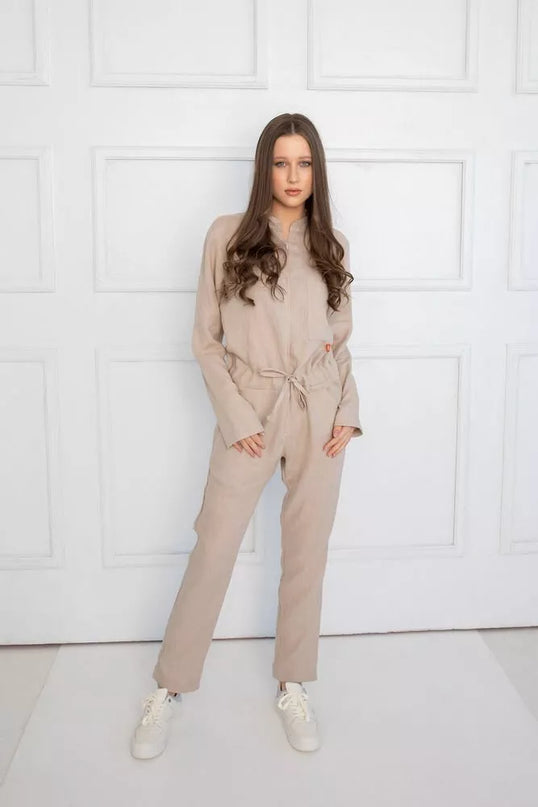 Sofa Killer kūno spalvos lininis kombinezonas